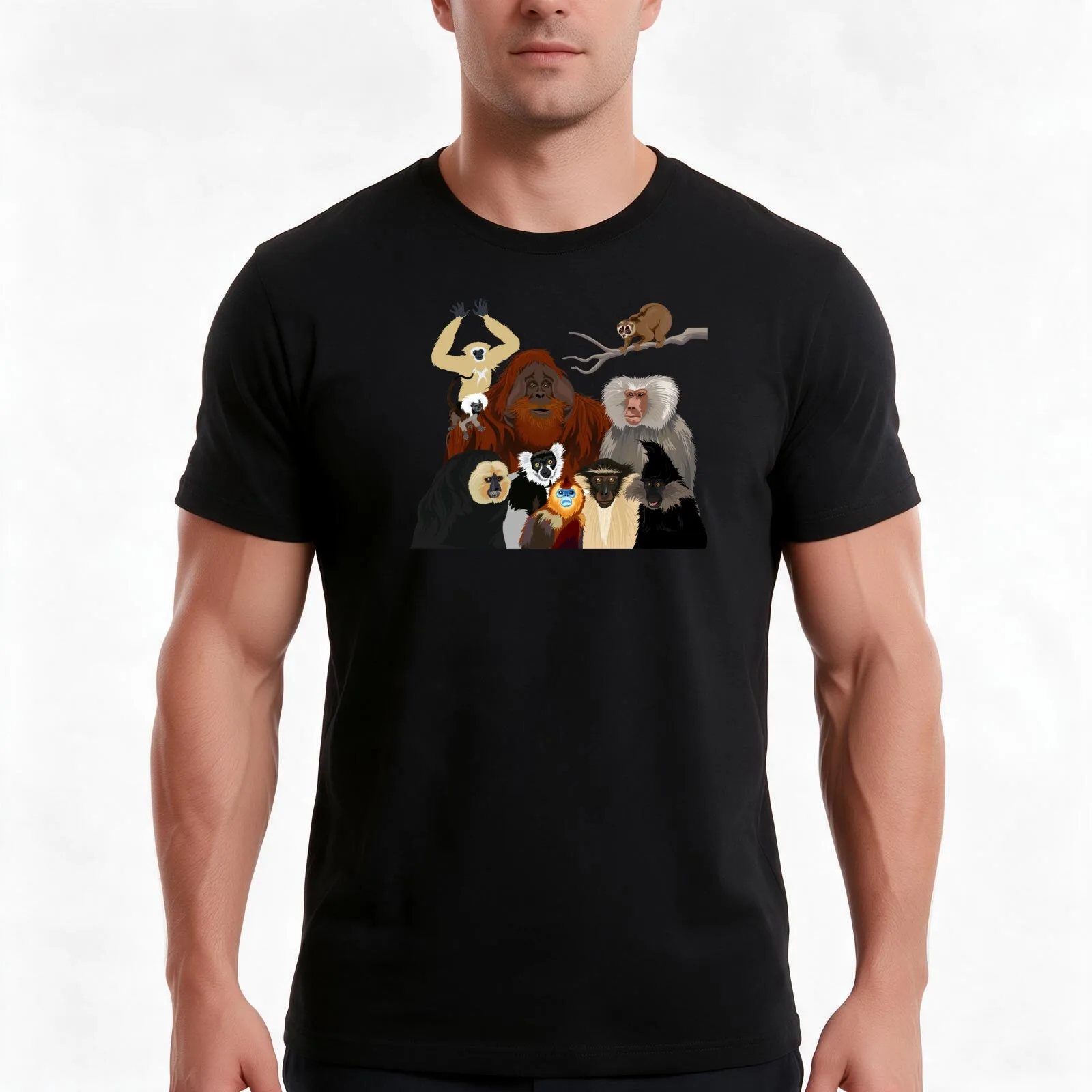 I Am Thankful For Primates T-Shirt, Summer Casual Cotton Tee, Oversized Streetwear Tops, Vintage Graphic Print, Unisex Men Women