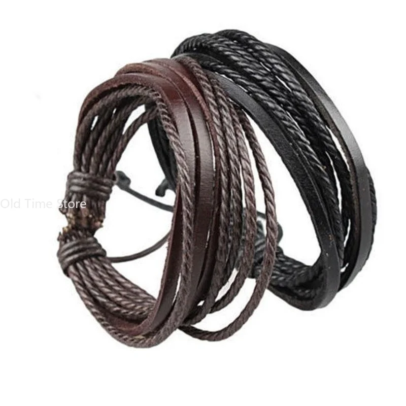 Leisure Fashion Men Hand-woven Leather Bracelet Multilayer couple bracelet