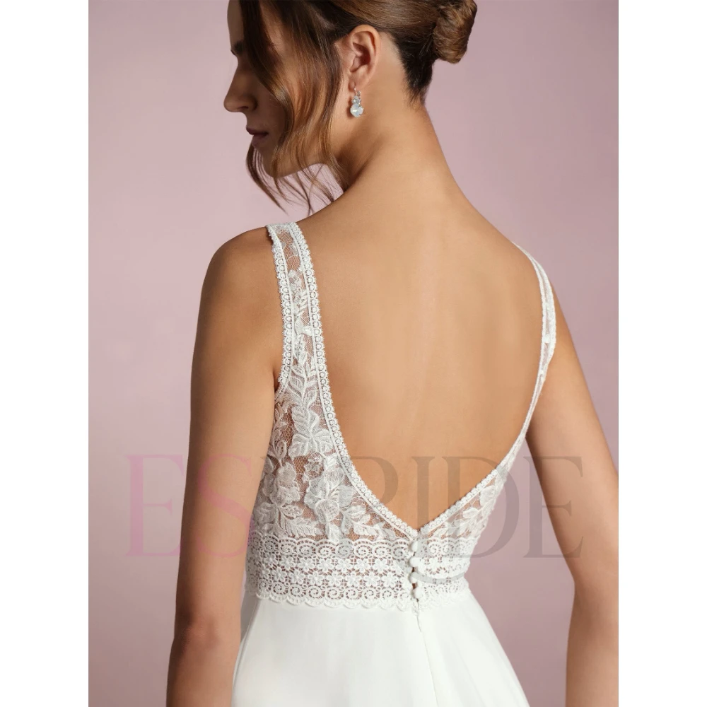 ESBRIDE Boho Abiti da sposa Abiti da sposa Abiti da sposa con scollo a V Applique in pizzo A-Line Abiti da sposa Abiti da sposa Personalizzati