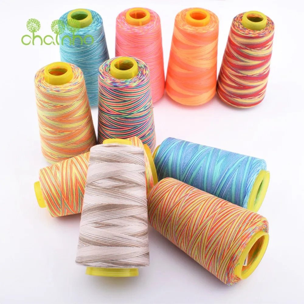 Chainho,402 Multicolored Sections Dyeing Polyester Thread,Suitable Quilting,Needlework Household Sewing Machine,3000Yard/Spools