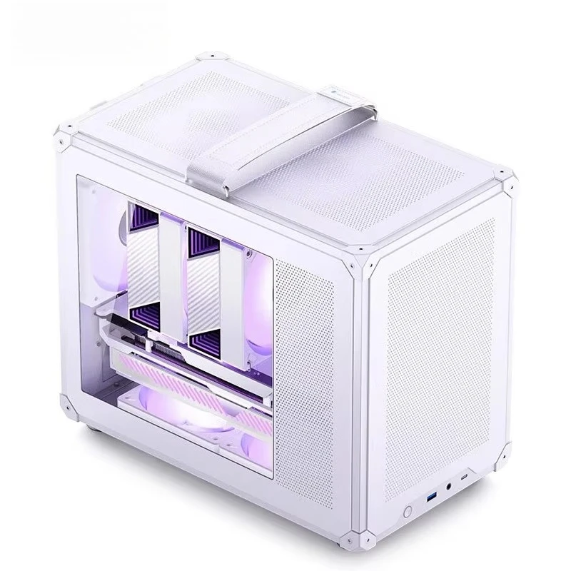 MATX Portable Handheld PC Case Mesh Shell Transparent Glass Side Panel With Type C Port