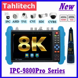 IP Camera Tester IPC 9800 Pro 8K 8MP CCTV IPC 7 inch Monitor H.265 4K HDMI Video POE IP PTZ CCTV Tester Cable Testing VGA HDMI