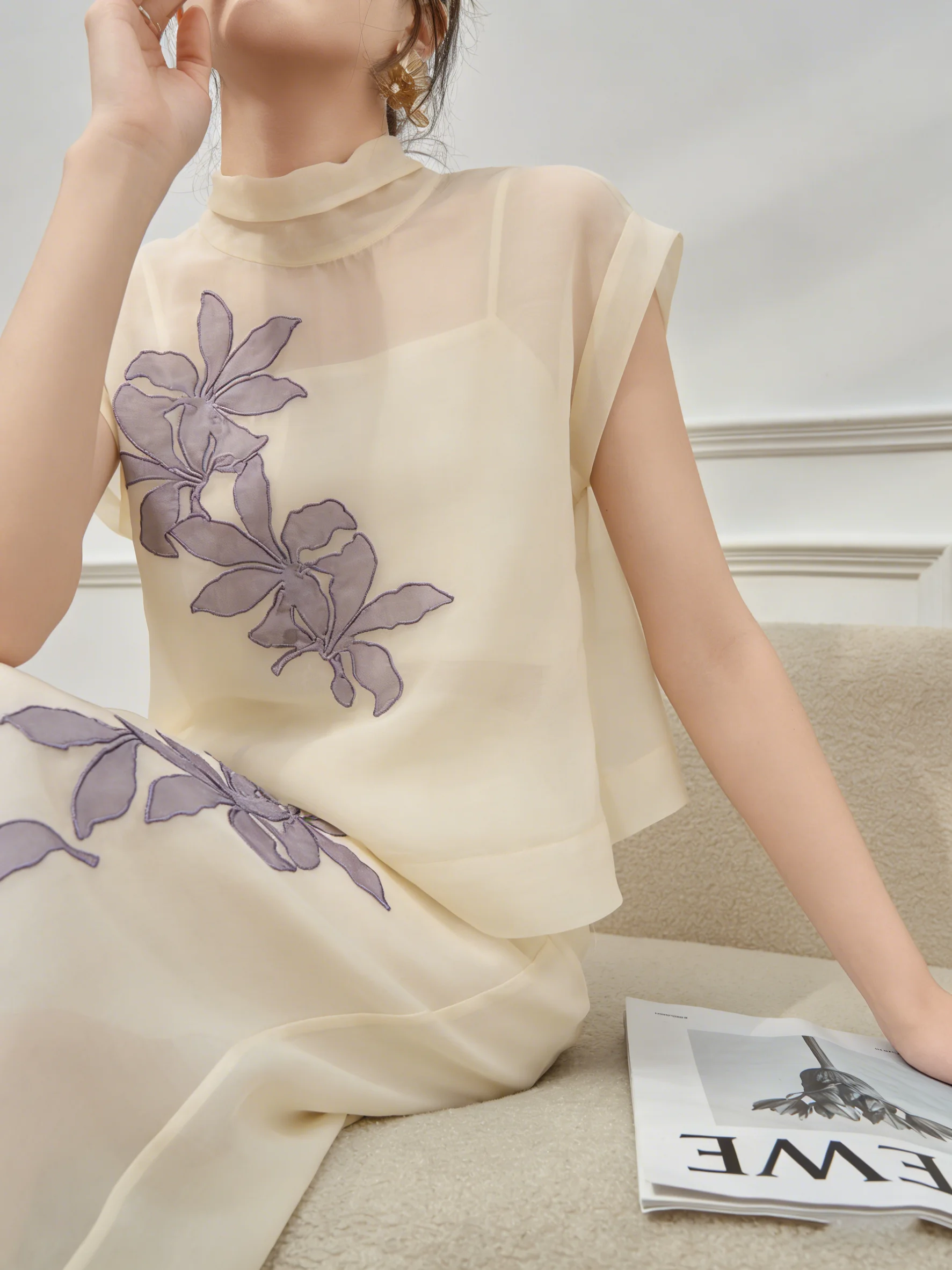 

Summer Fashion Half-length Printed Skirt And Top Set Women's Elegant Two-piece Ensemble Floral Pattern High-waist Loose Fit