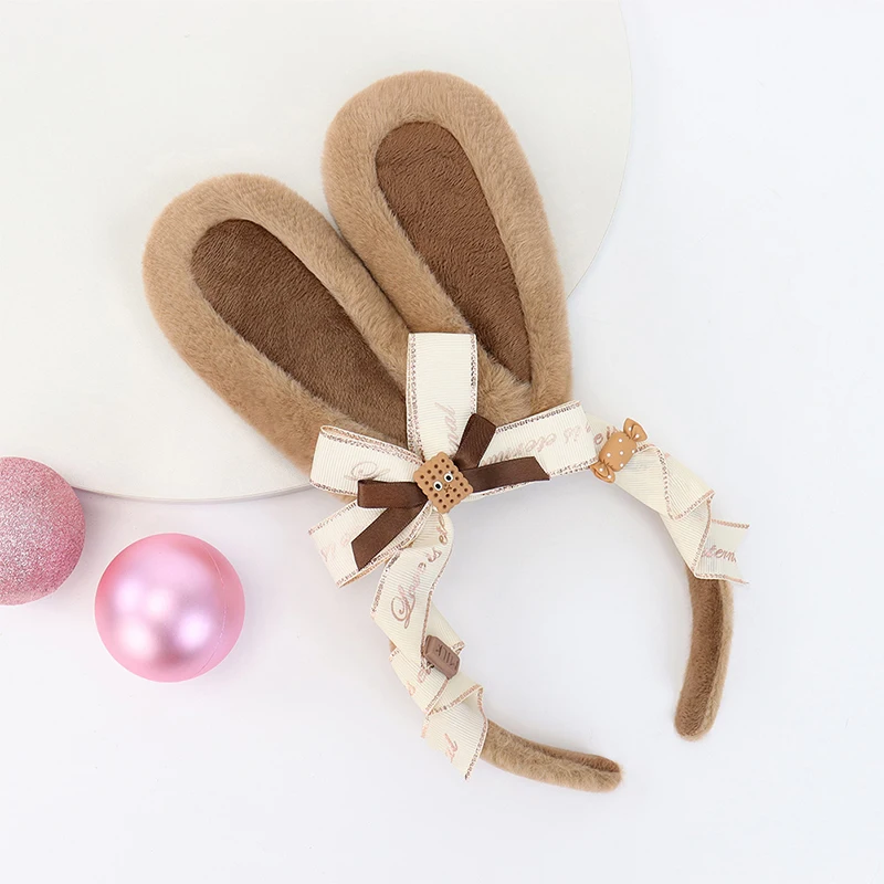 عصابة رأس على شكل آذان أرنب الهالوين - إكسسوارات أزياء لطيفة قابلة للتعديل من القطيفة للحفلات التنكرية والحفلات وعيد الفصح والمناسبات الاحتفالية