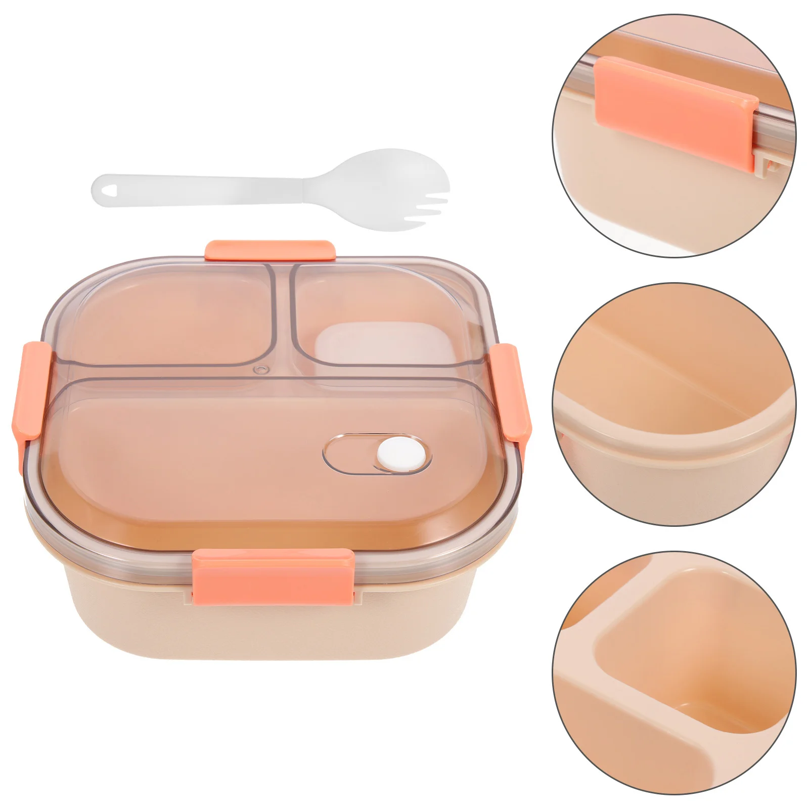 

1Set Leakproof Bento Lunch Box 3-Grid Food Container Portable Storage Box Freshness Lock for Meals