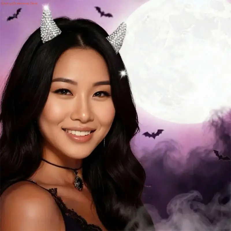 F92D Devil Horn Hair Accessories, Faceted Sparkling Arched Costume Adornments, Pair Hair Clip for Halloween and Cosplay
