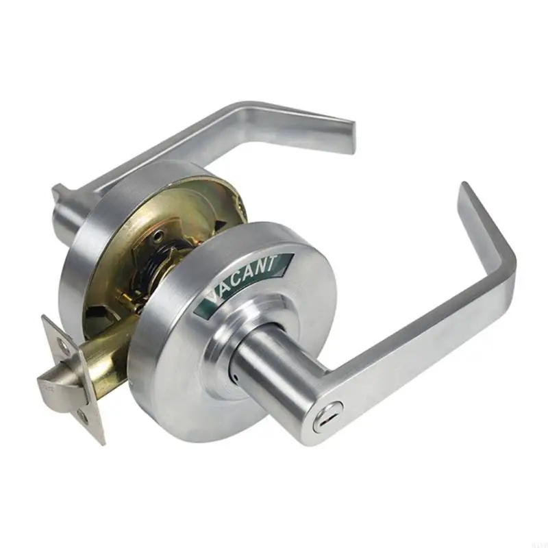 Door Levers Lock, Vacant Occupied Privacy Door Lock with Lever Handles, Window, Brushed Silver Finish M4YD