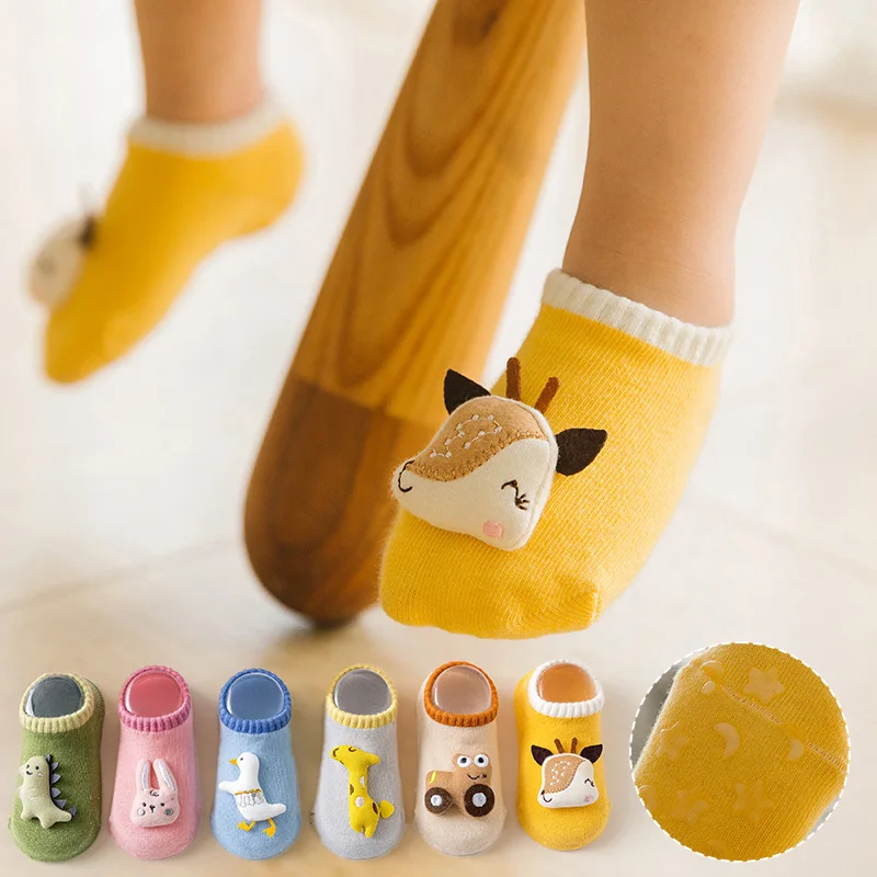 

Милые детские напольные носки с героями мультфильмов, противоскользящие носки-лодочки для малышей, мягкие дышащие хлопковые носки для новорожденных, детская обувь для мальчиков и девочек 0-1 лет