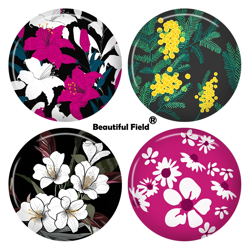 

10mm 12mm 25mm 14mm 16mm 18mm 20mm 30mm Photo Pattern Round Glass Cabochons Colorful Beautiful Flowers XSS033