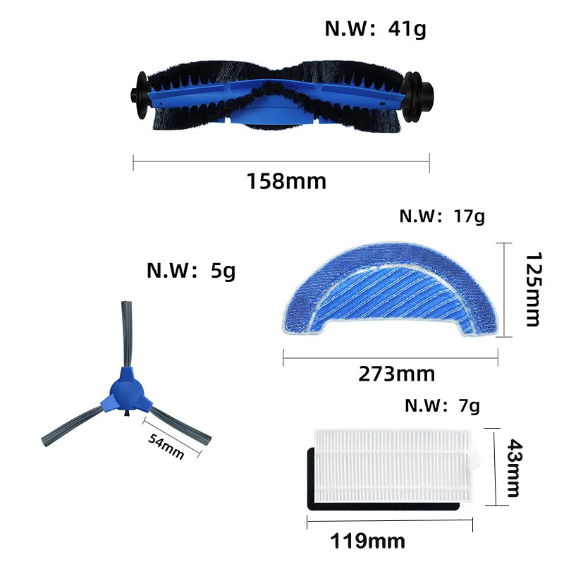 Replacement For Cecotec Conga 1090 1790 Titanium Ultra Robot Main Side Brush Hepa Filter Mop Accessories Vacuum Cleaner Parts