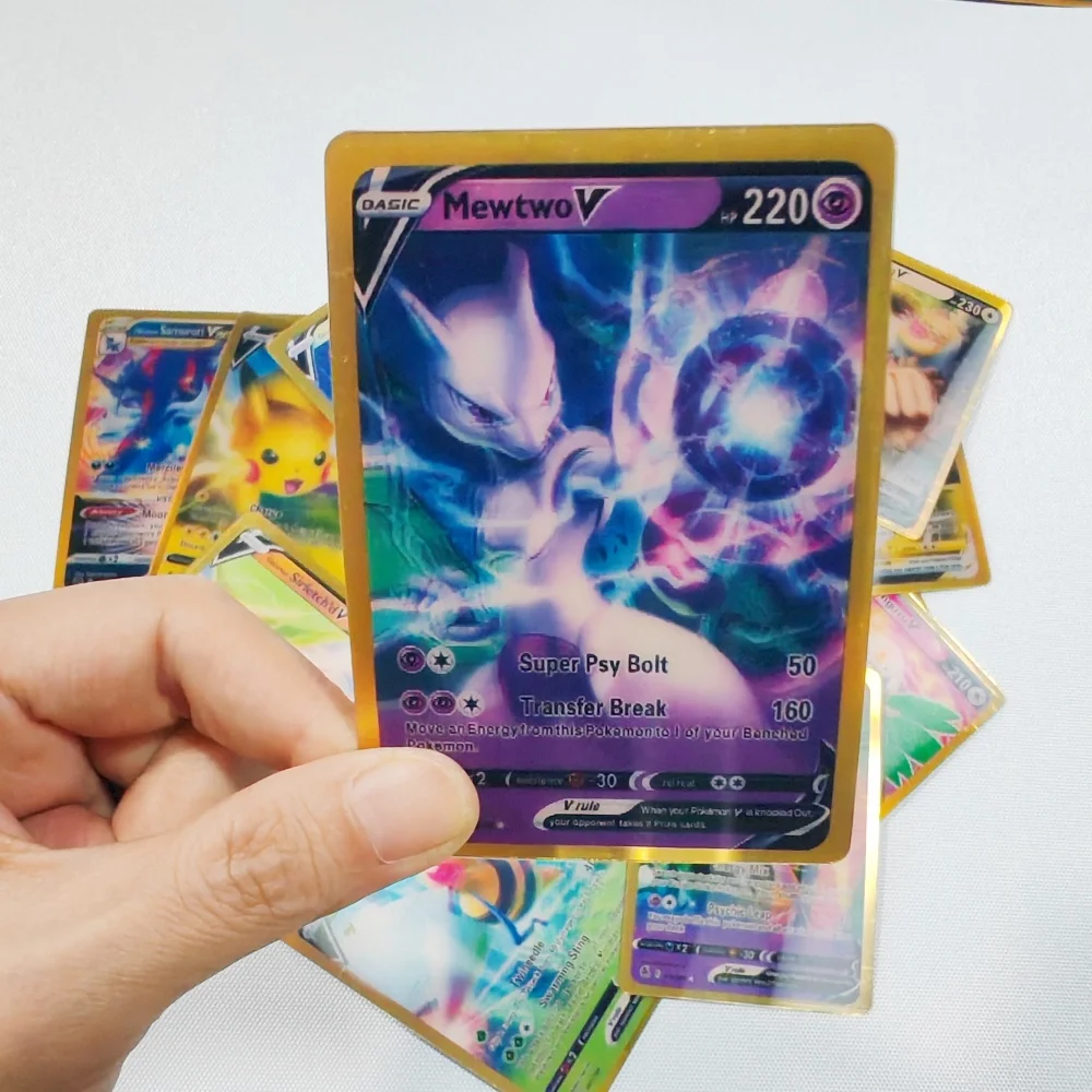 Pokemon 3D Shining Rainbow Cards, Trading Game Collection, Battle Card, Brinquedos para crianças, Inglês, Vmax, Gx, Charizard, Pikachu, 2024, 60Pcs