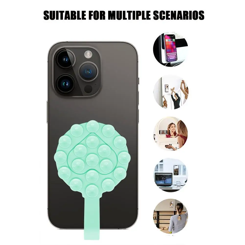 Multi-Purpose Silicone Suction Cup Phone Mount Double Sided Phone Suction Holder Universal Mirror Sticky Phone Grip Case