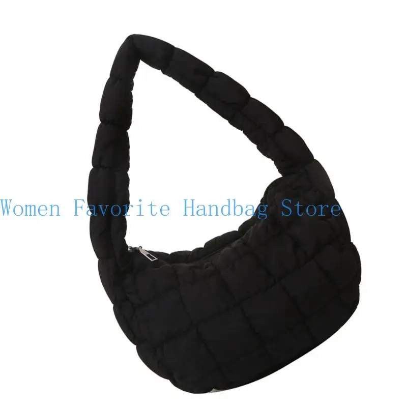 

D46D Pleated Shoulder Bag for Woman Stylish Underarm Bag Korean Styles Armpit Bag Quilted Cloud Bag Trendy Handbag