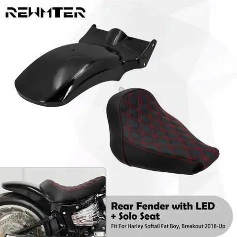 Motorcycle Rear Fender Mudguard Cover With Turn Signal LED Light Driver Solo Seat For Harley Softail Breakout Fat Boy 2018-2023