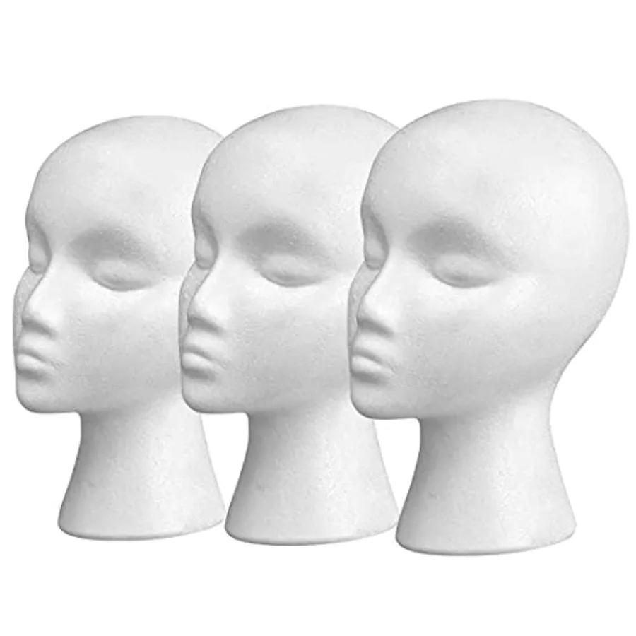

Smilco 11 3 Pcs Wig Head Tall Female Foam Mannequin Wig Stand and Holder for Style Model And Display Hair Hats and Hairpieces M