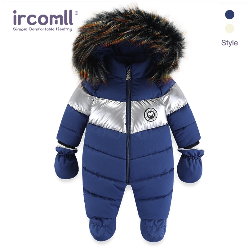 Ircomll Winter Baby Rompers Newborn Clothes for Girls Boys Waterproof Hooded Jumpsuit Snow Set Toddler Overalls for Kids 3-24M