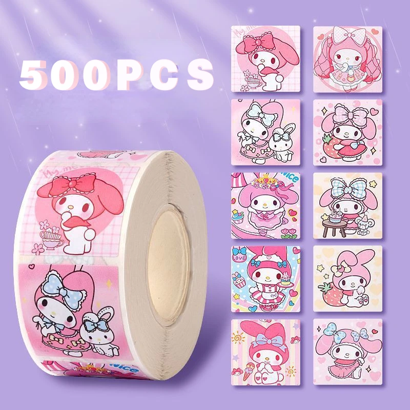 Stiker kartun Sanrio Hello Kitty 500 buah kartun lucu Kuromi My Melody anak-anak Bonus penutup hadiah buku harian hadiah buku harian