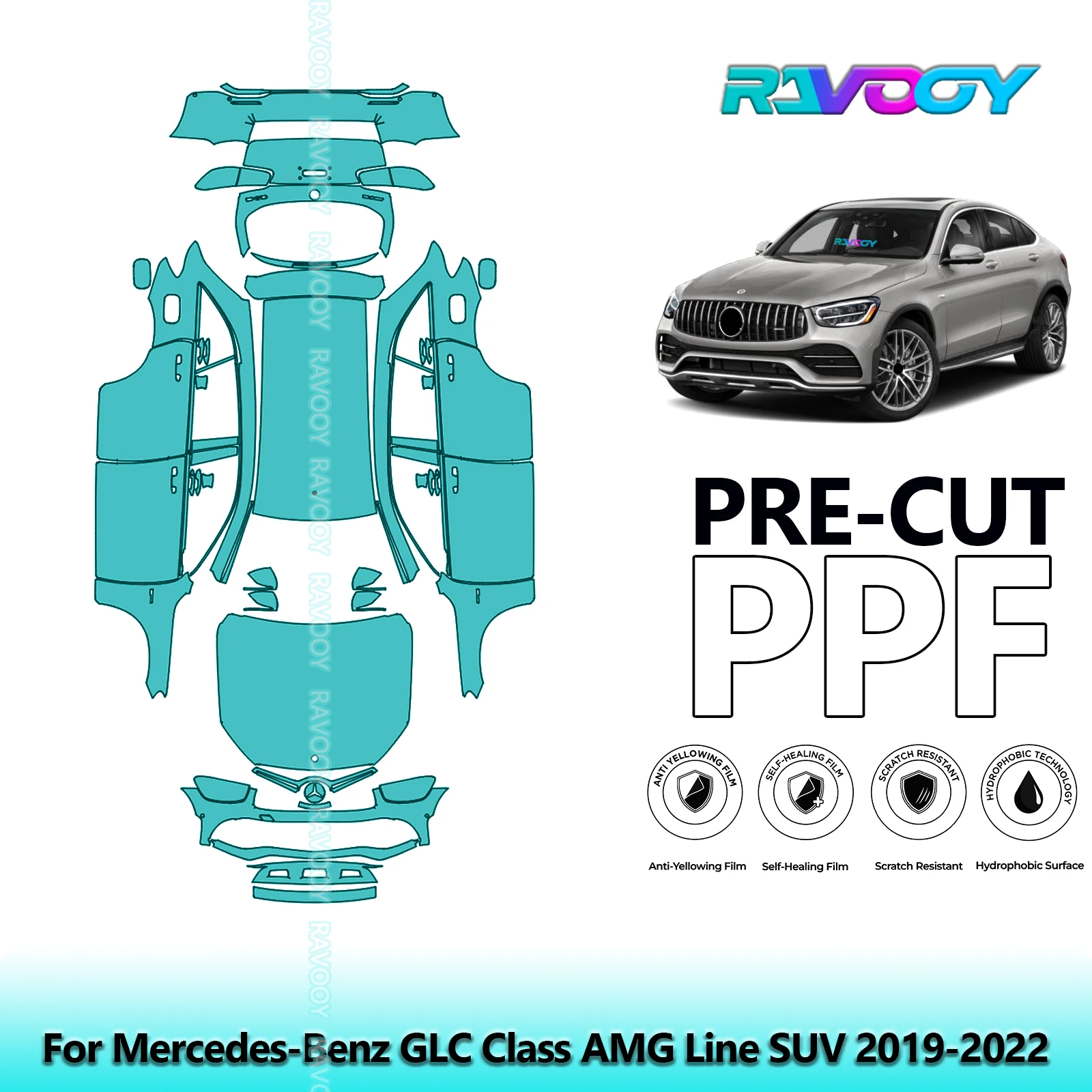 

Full Vehicle Clear Bra Precut PPF Paint Protection Film For Mercedes-Benz GLC Class AMG Line SUV 2019-2022
