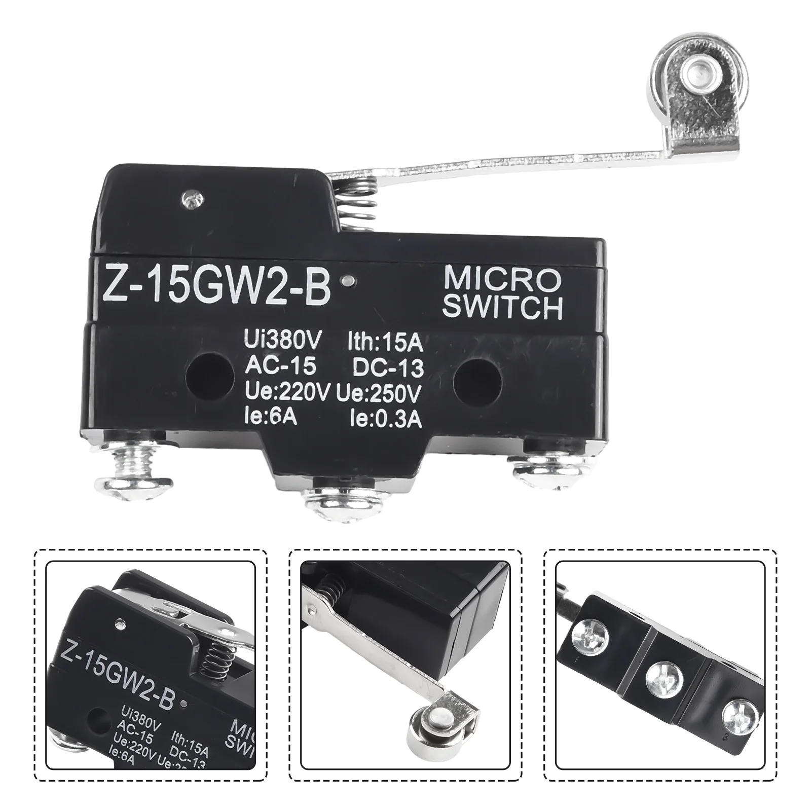 Z-15GW2-B SPDT Momentary Roller Lever Limit Switch with Brass Terminals for Industrial Control Panels and Automation Systems