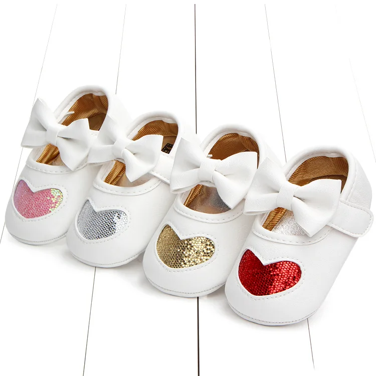 Baby Shoes Sneakers Heart-shaped Sequins Baby Shoes Infants PU Casual Walkers Soft Anti-Slip Sole Newborn Sport Shoes Boys Girls