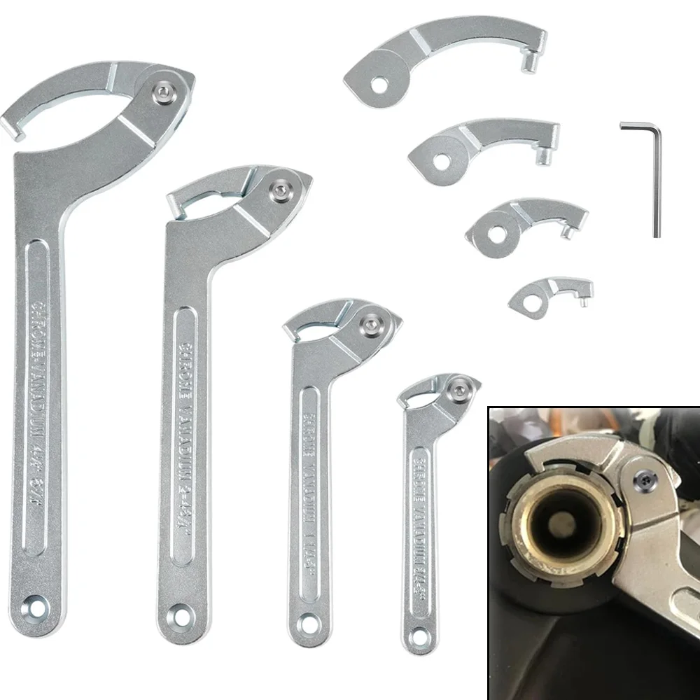 9 Pack C Spanner Nut Wrench Tools with Changeable Heads, Coilover Hook Wrenches for Suspension System Collar 3/4