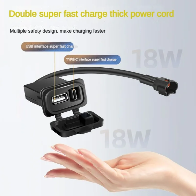 For CFMOTO 450SR 250SR 500SR 800NK 700MT XO Motorcycle USB Fast Charger Adapter Super Quick Charge Waterproof Accessories