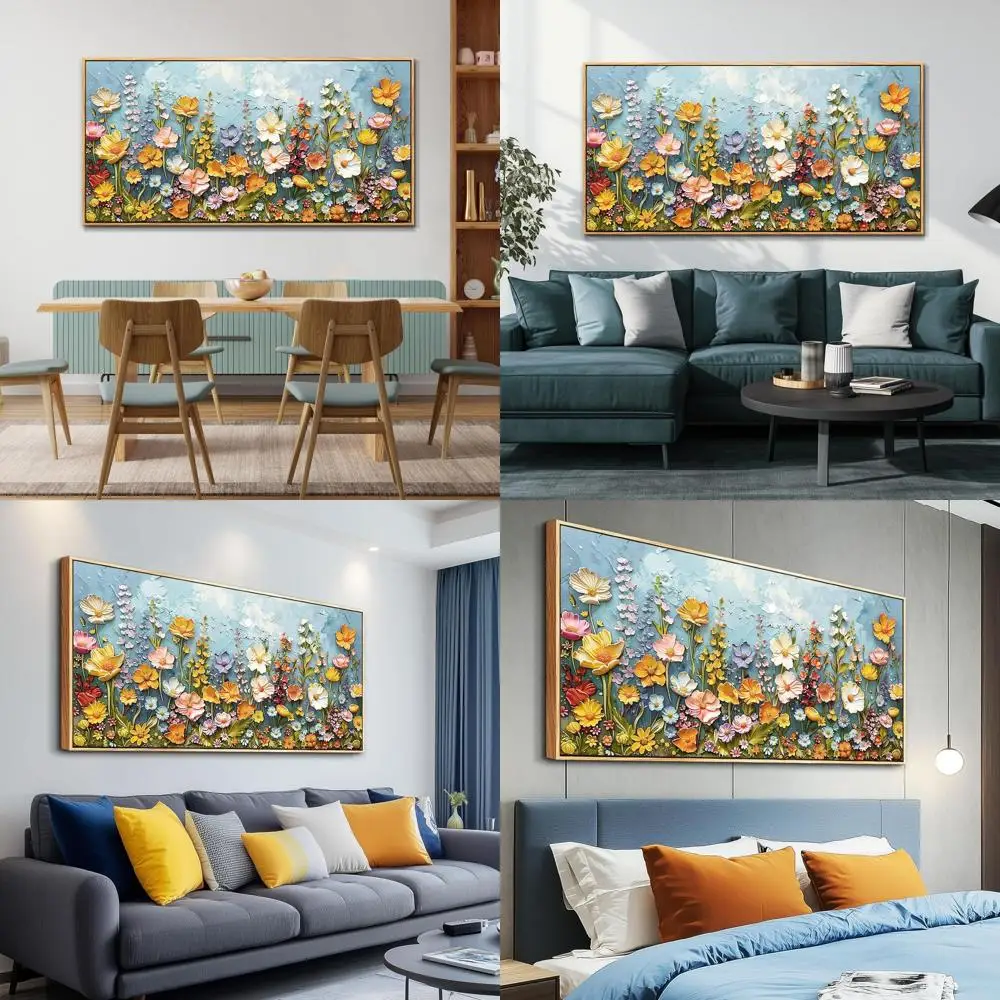 

Винтажные настенные рисунки в деревянной раме с цветочным принтом для гостиных и столовых комнат, 20x40 дюймов