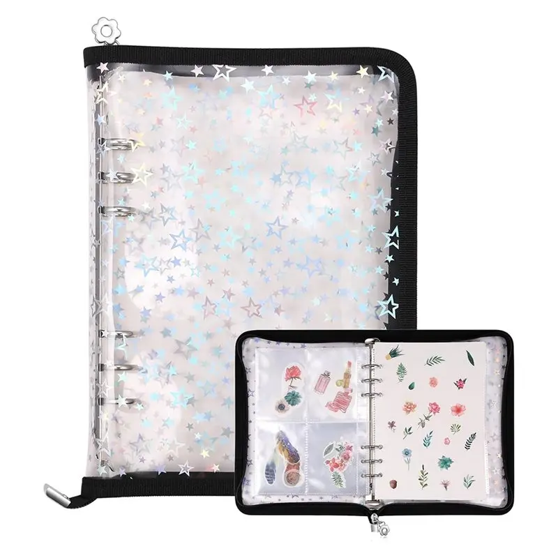

AT82-Sticker Storage Organizer, A5 Size Sticker Collection Book Album Holder Binder 140 Pockets 20 Sheets Release Paper Sleeves