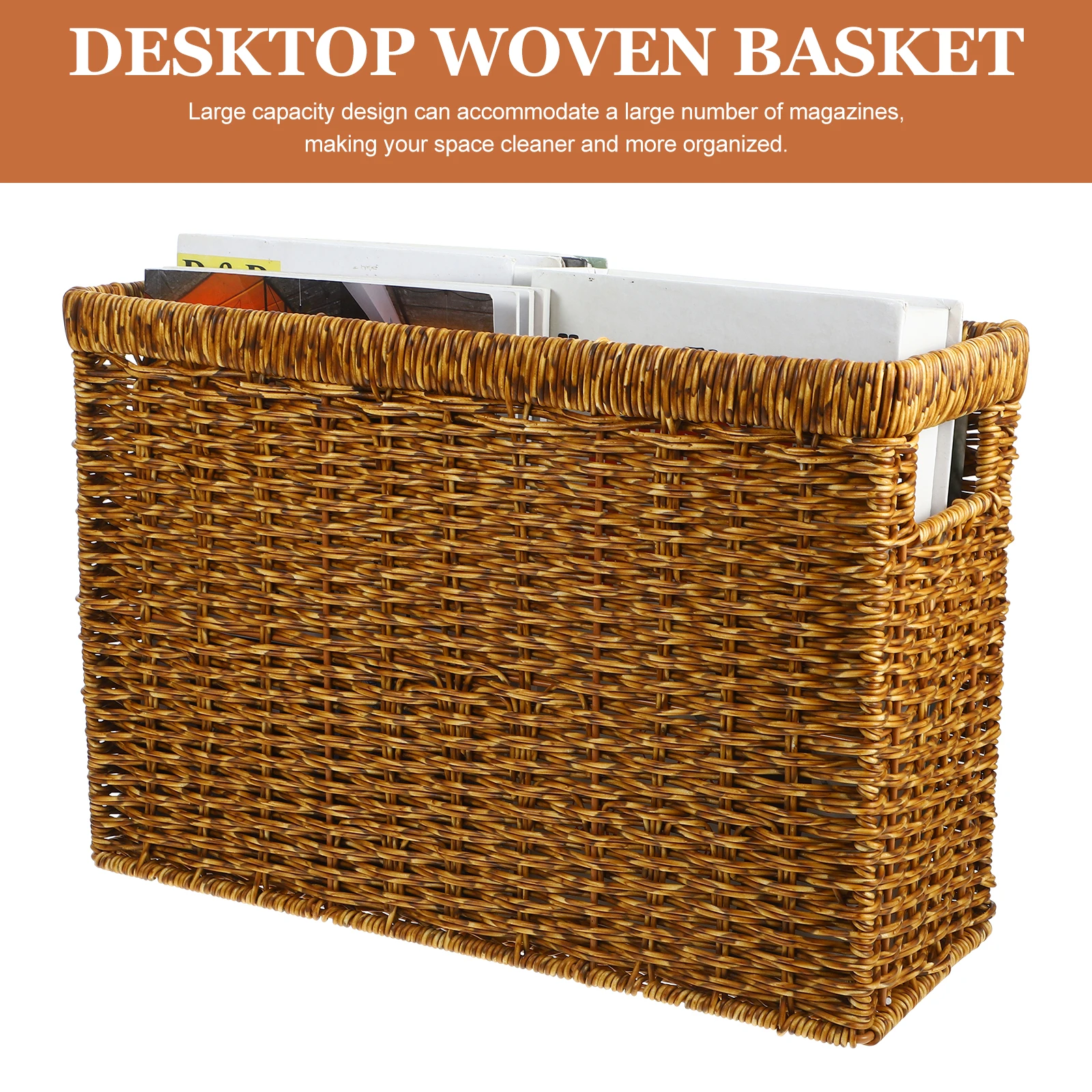 

Multifunctional Woven Storage Basket With Handle Home Organizer For Clothes Desktop Sundries Container Household