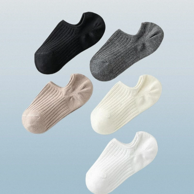 5/10 Pairs Comfortable Breathable Invisible Short Tube Boat Socks Heel Non-slip Silicone Invisible Women's Casual Socks