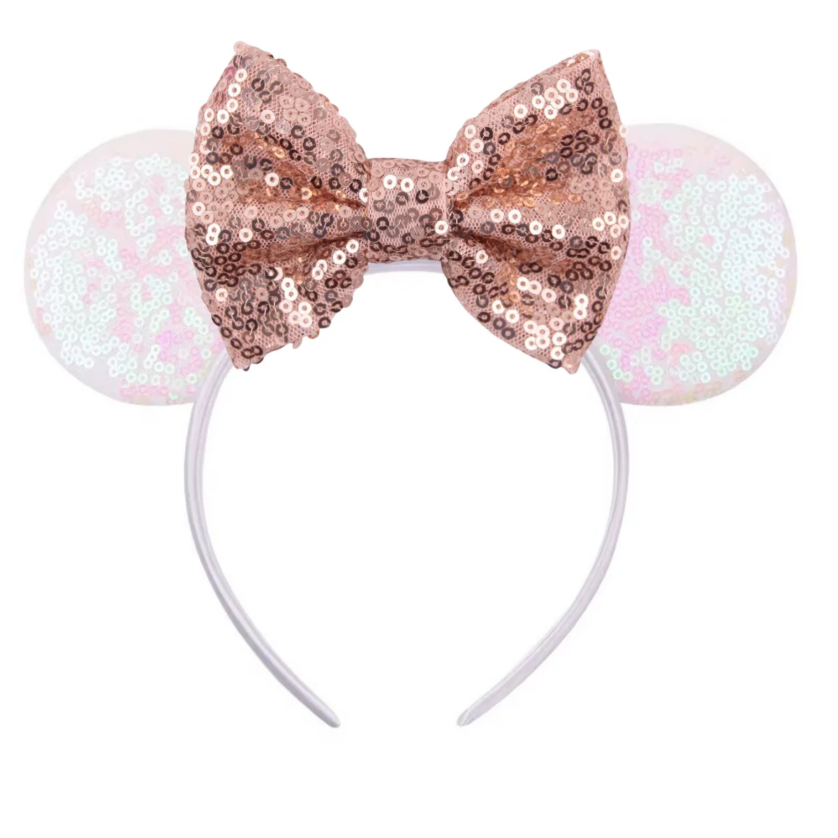 9.5 CM New Cute  White Headband Glitter Mouse Ears Sequins Hair Bow For Girls Festival Women Party Hairband Kids Hair Accessorie