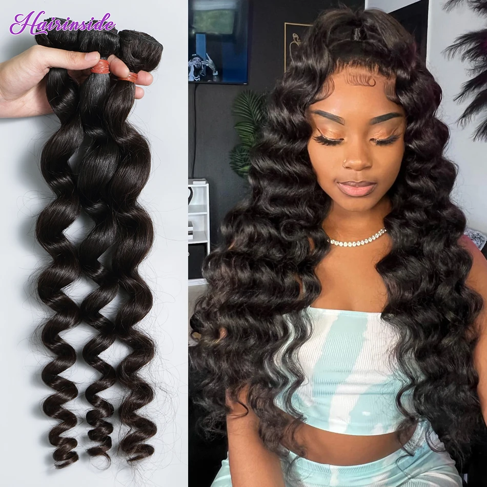 Loose Wave 30 Inch Brazilian Raw Virgin Unprocessed 100% Bulk Human Hair Extensions 3 Bundles Double Weft Weave Wholesale