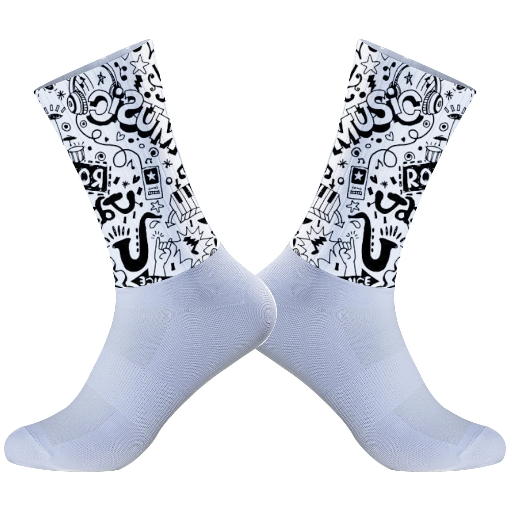 Chaussettes Aero coordonnantes en silicone pour hommes, chaussettes de sport de vélo, chaussettes de course à pied, chaussettes de cyclisme d'été, nouveau, 2024