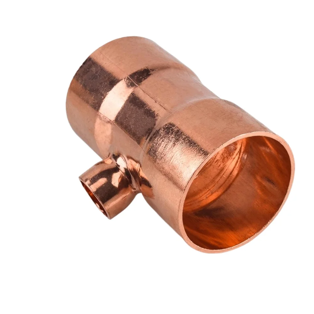 6.35-159mm ID Tube Weld Socket End Feed Solder Teee Reducer 3 Ways Pure Copper Pipe Fitting Connector Air-Conditioning