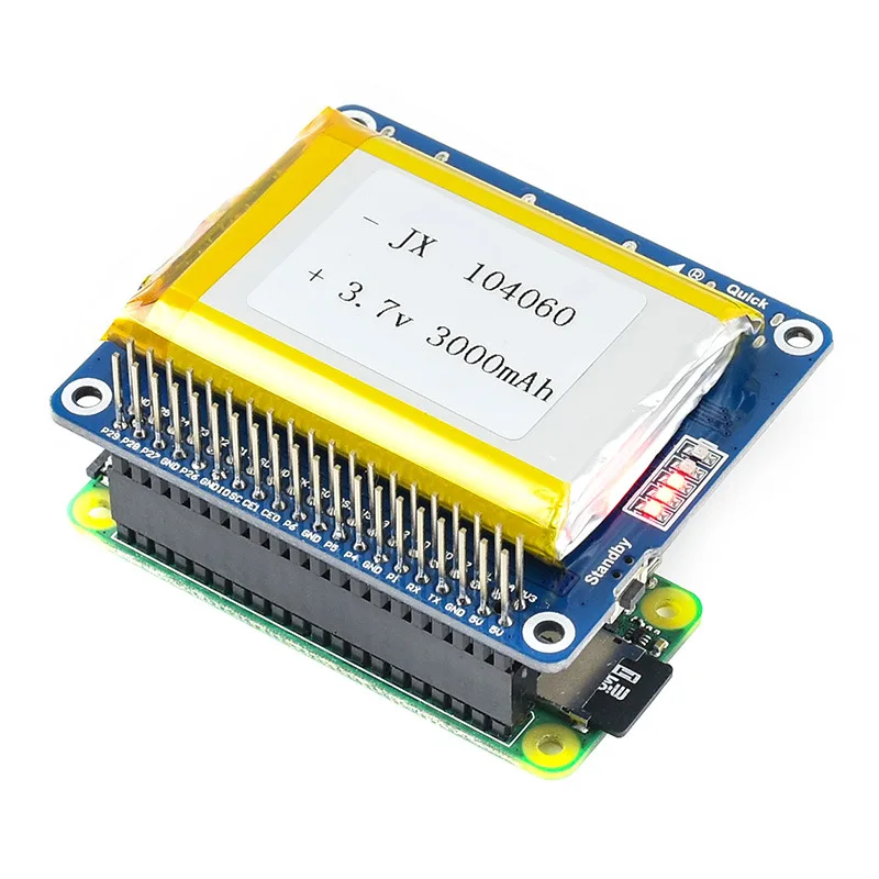 Wo Raspberry Pi 4 Model B UPS GPIO HAT 3000mAh Battery Expansion Board Bi-Directional Fast Charging Overcharge Protection Compa