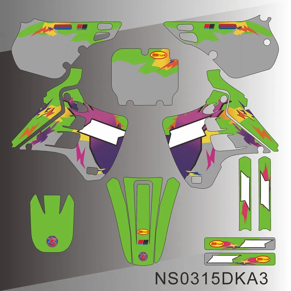 For KAWASAKI KX 125 KX 250 1990 1991 Full Graphics Decals Stickers