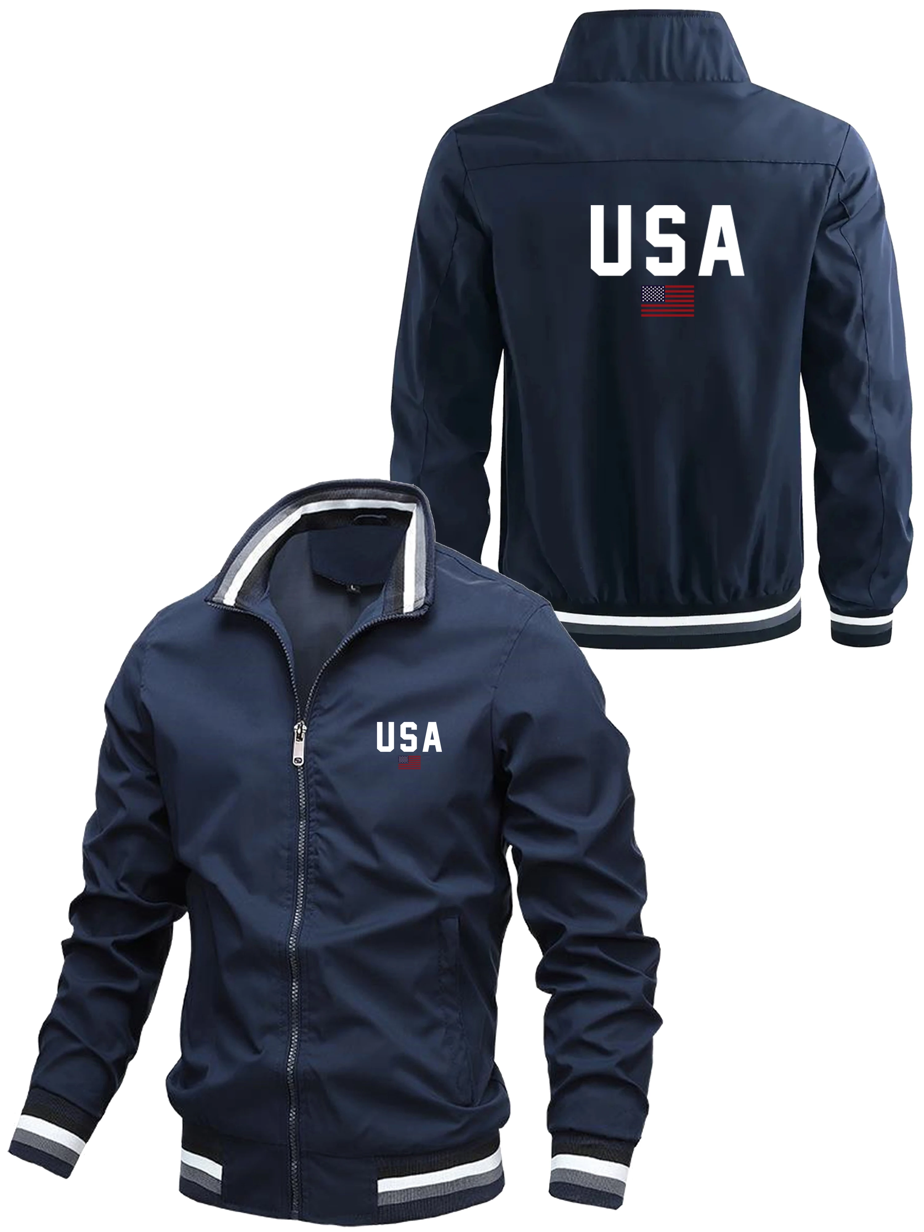 

Men's casual and fashionable printed jacket, zipper shirt, loose spring and autumn daily high-quality outdoor jacket