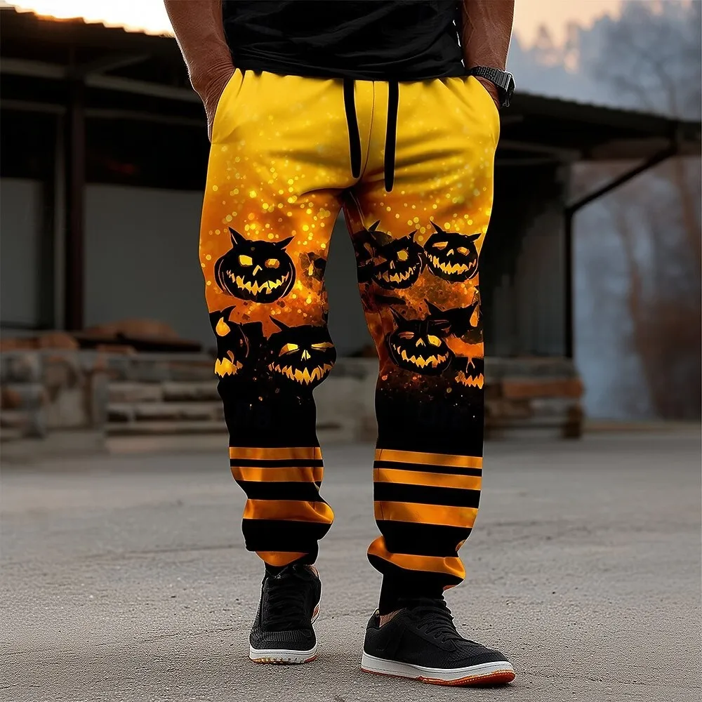 Kürbis Fledermaus Halloween Kostüme Hosen Herren Seitentaschen Elastische Kordelzug Jogginghose Jogger Hosen Freizeithosen Herbst Winter