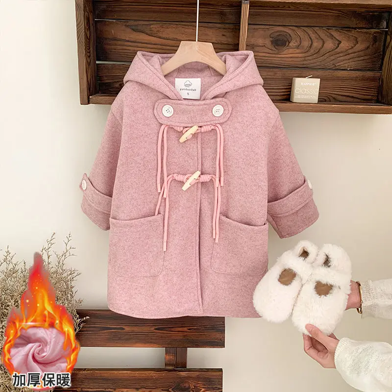 Baby and girl's cotton padded thick woolen coat for autumn and winter new children's Korean version warm jacket clothes