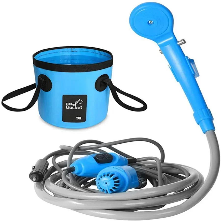 NEW Portable Car washer with folding bucket DC12V Car Shower Electric Pump High Pressure Outdoor Camping Hiking Shower Bag Trave