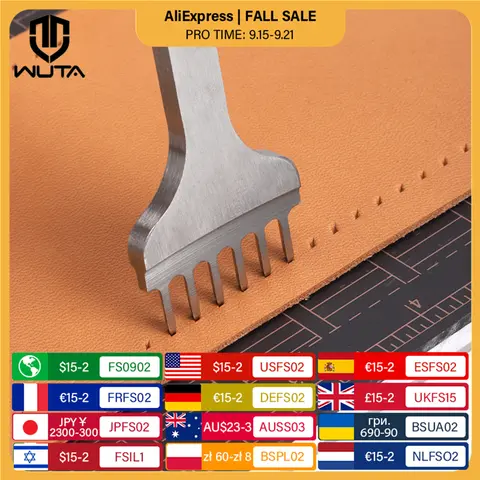 WUTA 1pc 3/4/5/6mm 가죽 치즐 도구 다이아몬드 찌르는 철 기본 구멍 펀치 스티칭 가죽 공예 도구
