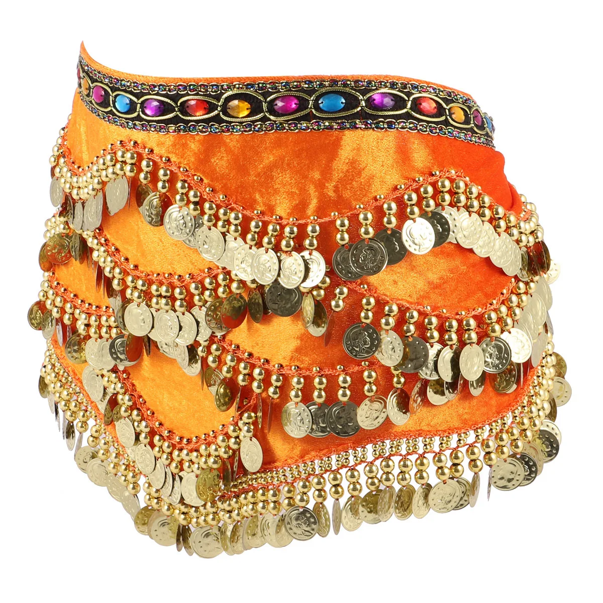 1Pcs India Dance Waist Chain Beautiful Color Hip Scarf with Diamonds Coins Lightweight Elegant Belly Dance Belt for Women