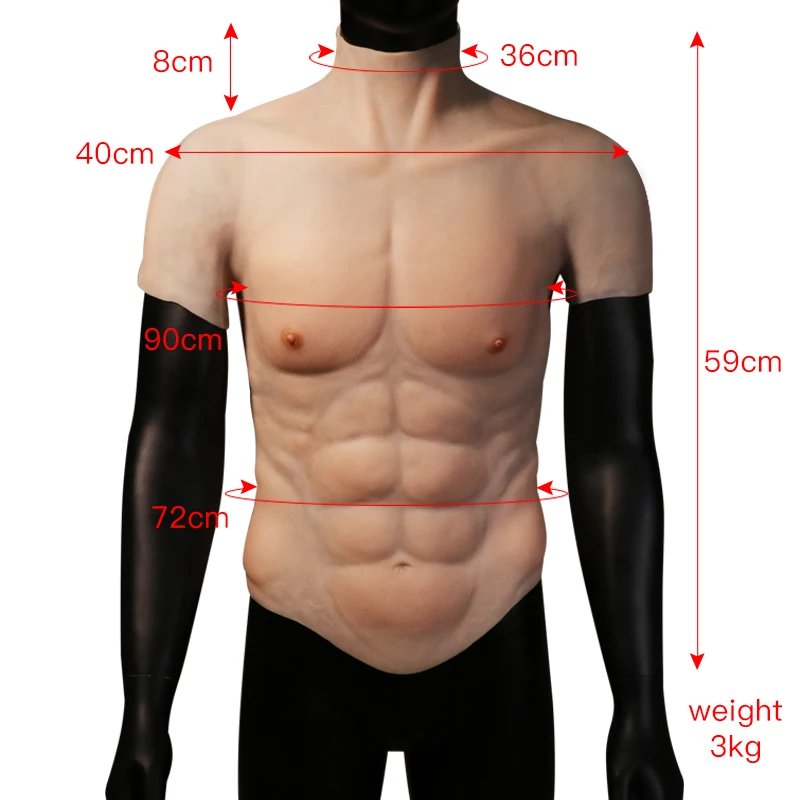 Fake Belly Muscle Men's Chest Crossdresser Suit Macho Realistic Soft Silicone Muscle Man Artificial Realistic Simulation Cosplay