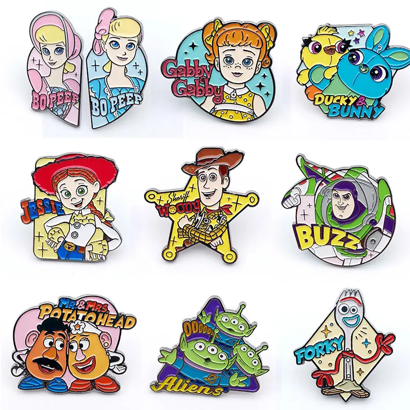 Эмалированные булавки с героями мультфильмов История игрушек, брошь шерифа Вуди Базз лайтиур, металлическая брошь, модные ювелирные изделия, аксессуары для рюкзака, подарки