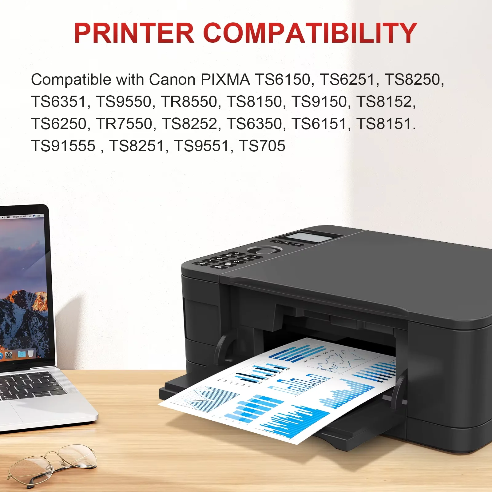 ตลับหมึก QSYRAINBOW 580 PGI CLI 581 XL XXL ใช้ได้กับเครื่องพิมพ์ Canon PIXMA TS705 TR7550 TR8550 TS6150 TS8150 9150 TS9155