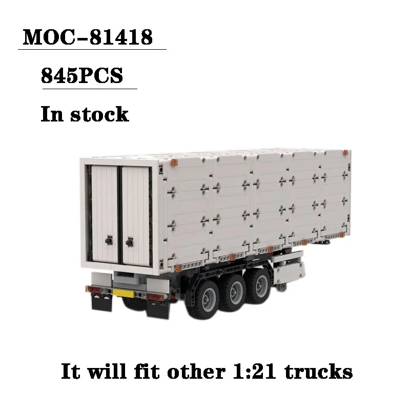 

MOC-81418 Trailer Rear Carriage 3 Axle Box Splicing Block Model 845PCS Children and Boys' Birthday Christmas Toy Gift Decoration