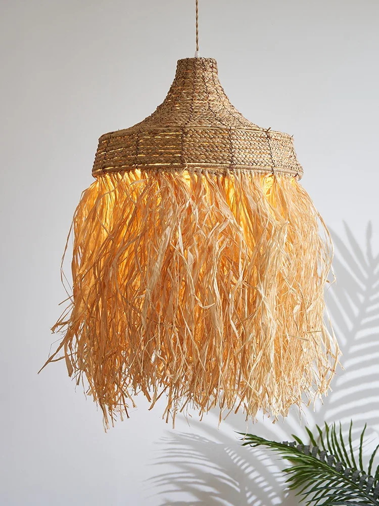 

New Design Handmade Woven Wabi Sabi Rattan Grass Thailand Japanese Simple Natural Australia House Popular Pendant Lamps Lights