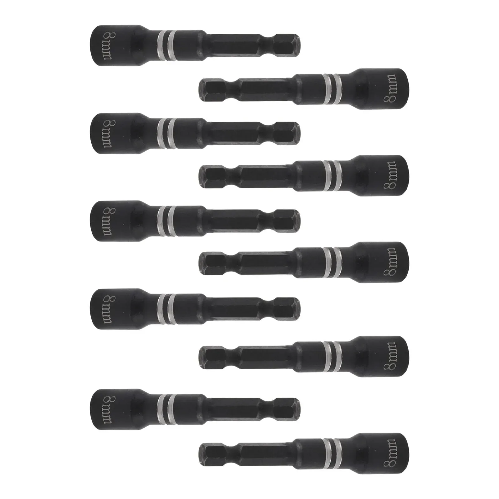 10PCS 8mm Magnetic Nut Driver Wrench Set for Home Repair Compatible with Electric and Pneumatic Tools 1/4 inch Shank