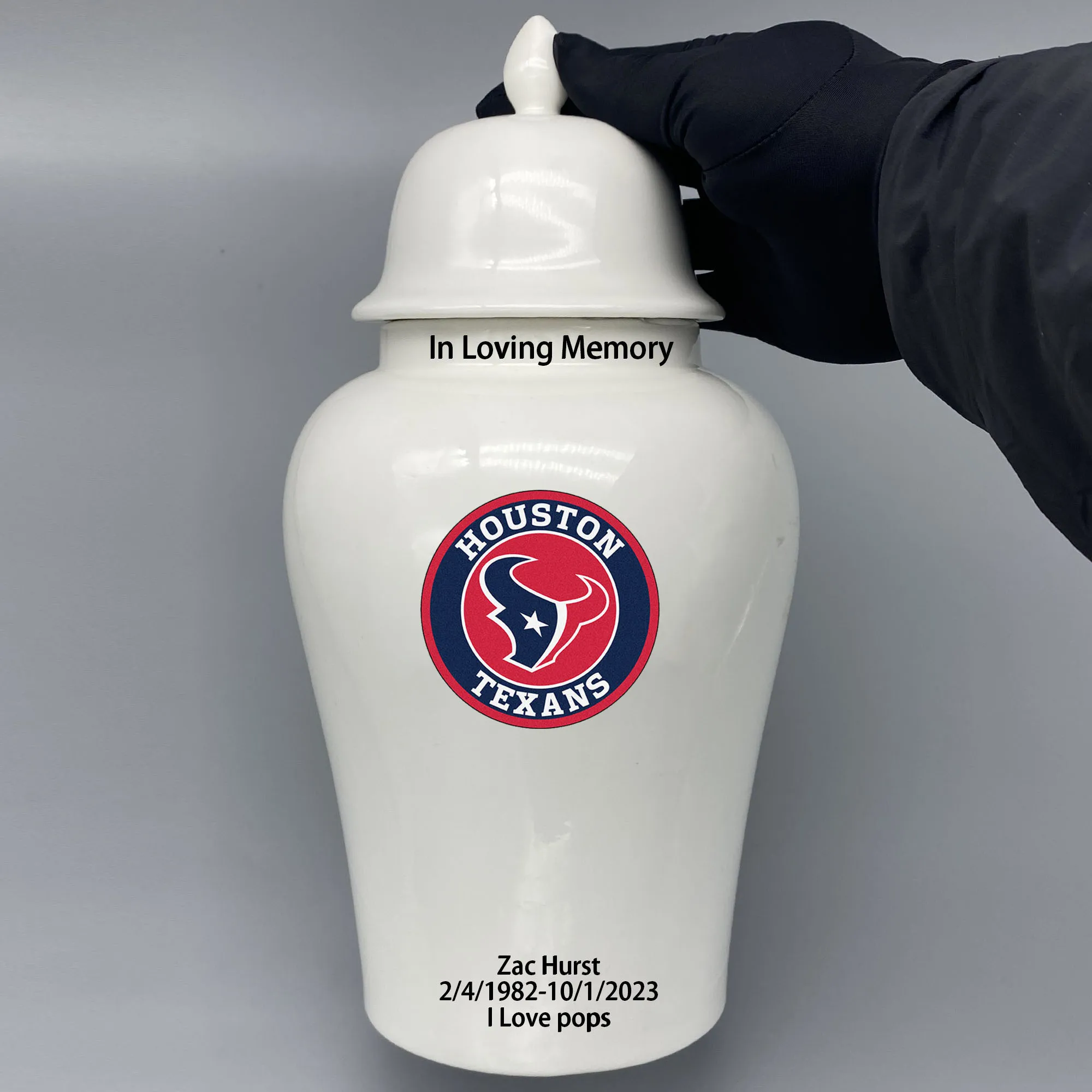 Large Urn for Houston Texans-themed Logo Custom Urn.Send me the name/date you want to appear on the urn by Remarks Message.