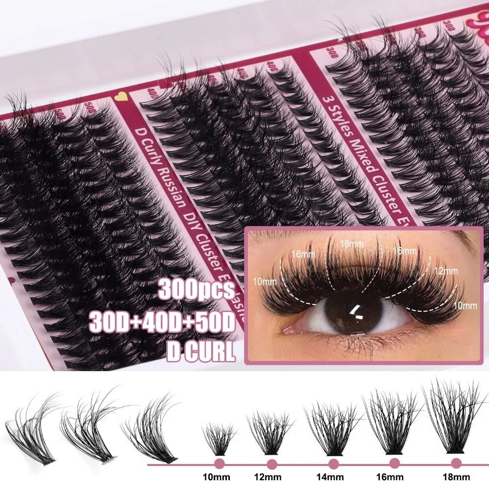 

270/300Pcs Individual Cluster Eyelashes Dense Lashes Extension Fluffy False Eyelashes Reusable Makeup